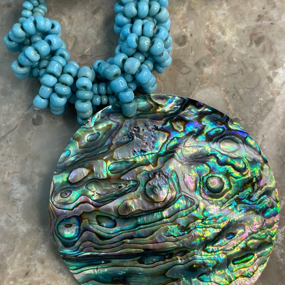 Lee Sands Abalone and Turquoise Beaded Necklace - Picture 6 of 7